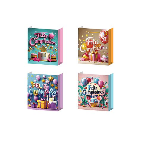 Bolsa de regalo feliz cumpleaños 12x31x40cm  diseño aleatorio 