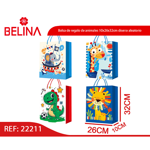 Bolsa de regalo de animales 10x26x32cm diseño aleatorio 