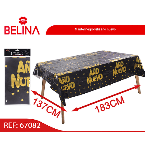 Mantel negro feliz año nuevo 