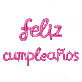 Set de globos metálicos feliz cumpleaños fucsia 16 pulgadas