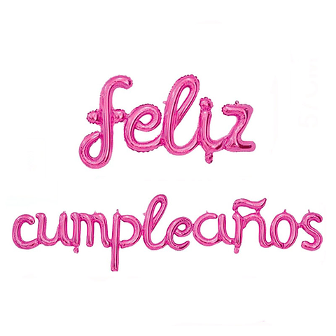Set de globos metálicos feliz cumpleaños fucsia 16 pulgadas