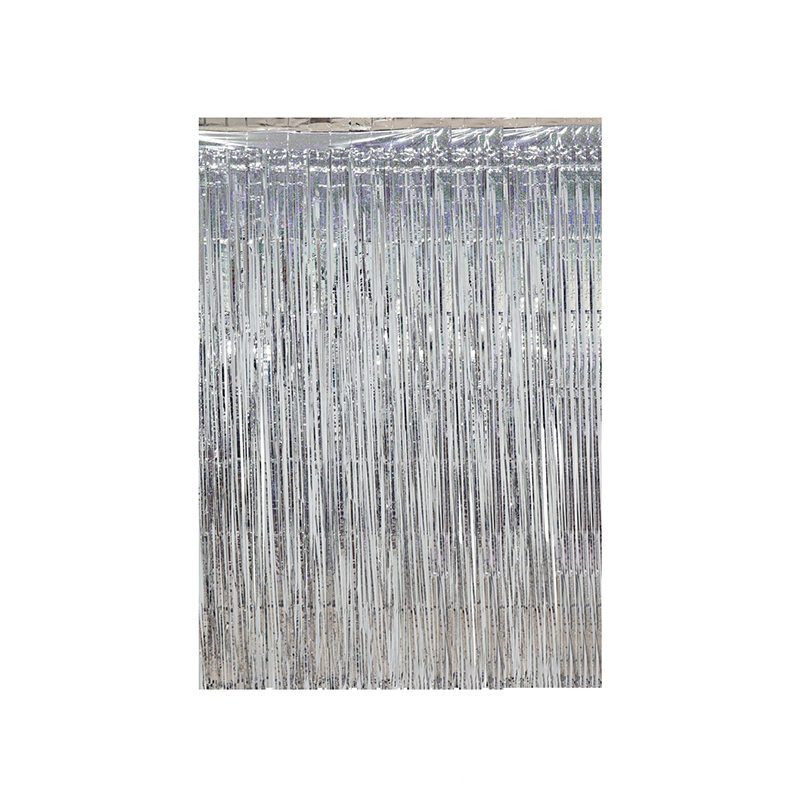 Cortina cotillon plateada 200cm