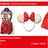Disfraz de princesa rojo con lentejuelas/orejas 30cm 2pcs