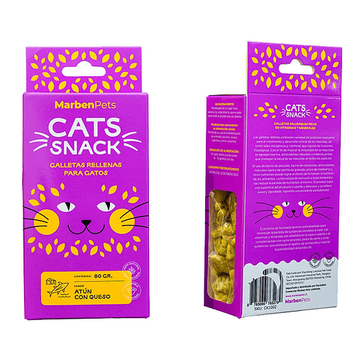 Galletas  Cats Snack  Atún con Queso Rellenas  80g