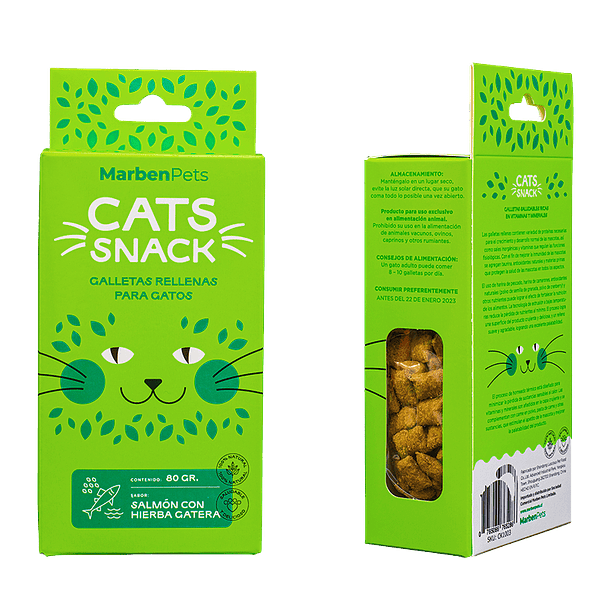 Galletas  Cats Snack  Salmón con Hierba Gatera Rellenas  80gr