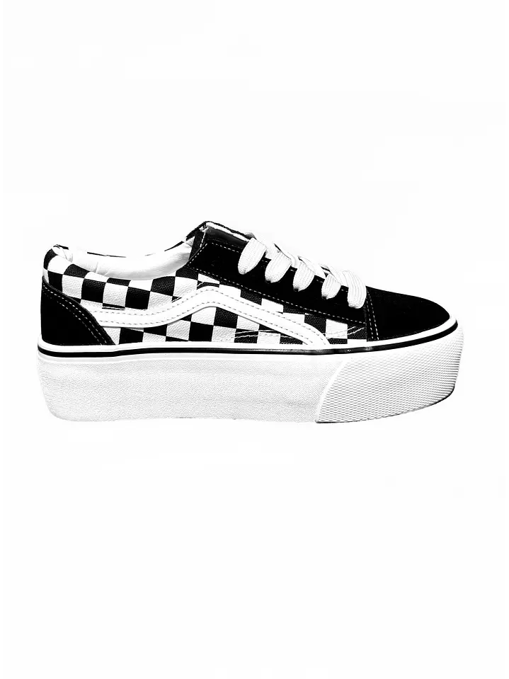 ZAPATILLA MUJER BELÉN CUADROS NEGRO  1