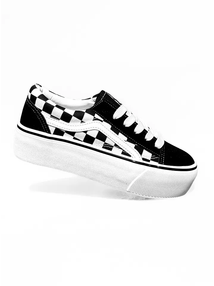 ZAPATILLA MUJER BELÉN CUADROS NEGRO  5
