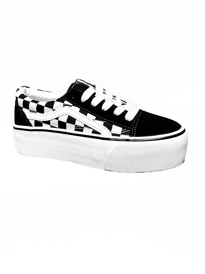 ZAPATILLA MUJER BELÉN CUADROS NEGRO  3