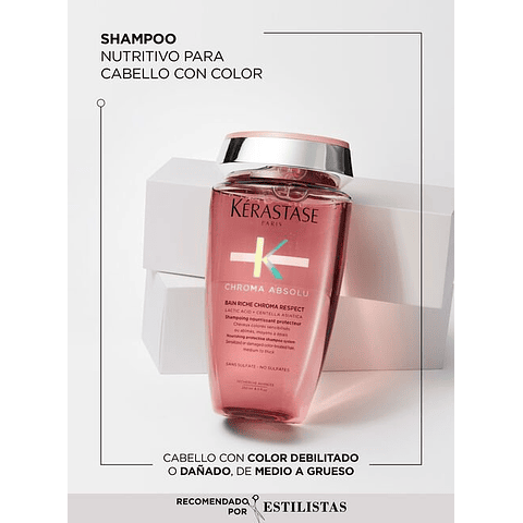 Shampoo Protección Del Color Cabello Grueso Bain Riche Chroma Respect Chroma Absolu 250ml