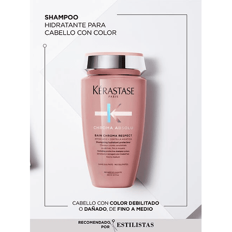 Shampoo Protección Del Color Cabello Fino Bain Chroma Respect Chroma Absolu 250ml