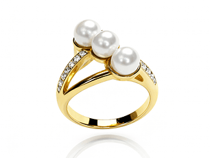 Anel Alva Dourado Perolado