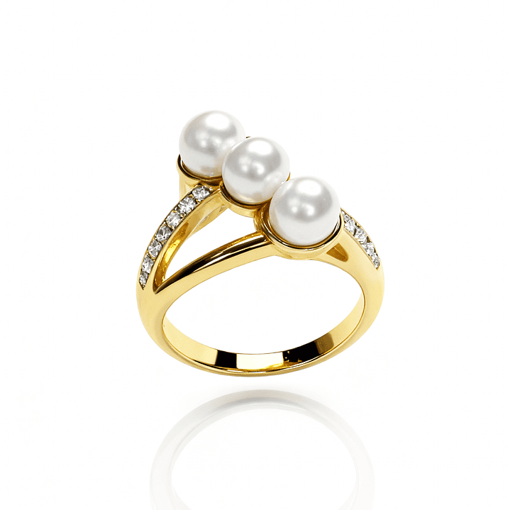 Anel Alva Dourado Perolado 1