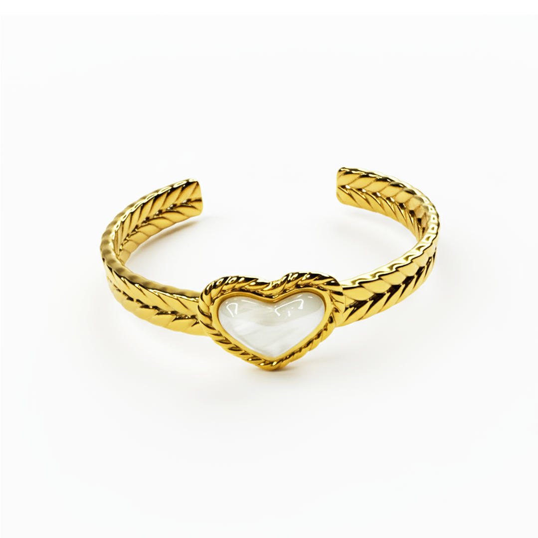 Bracelete Coração Madrepérola Dourado 1