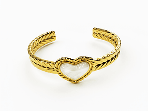 Bracelete Coração Madrepérola Dourado