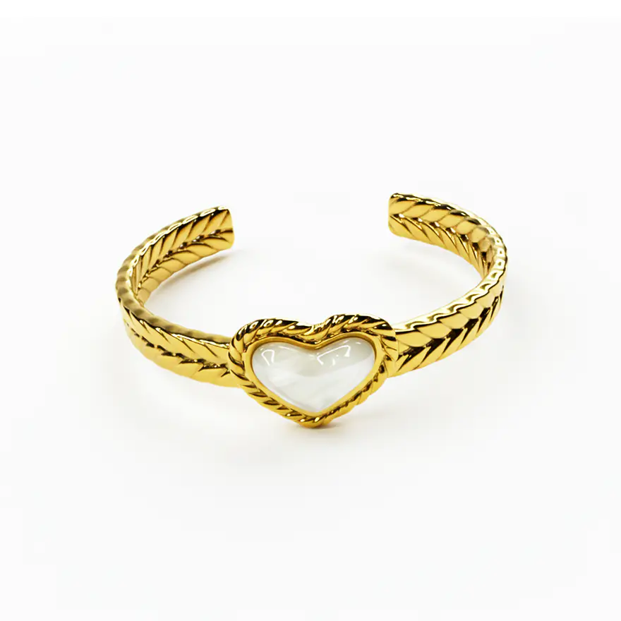 Bracelete Coração Madrepérola Dourado 1