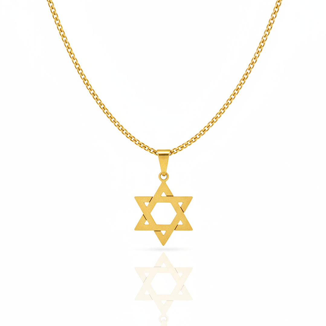 Colar Estrela de Davi Dourado Masculino 1