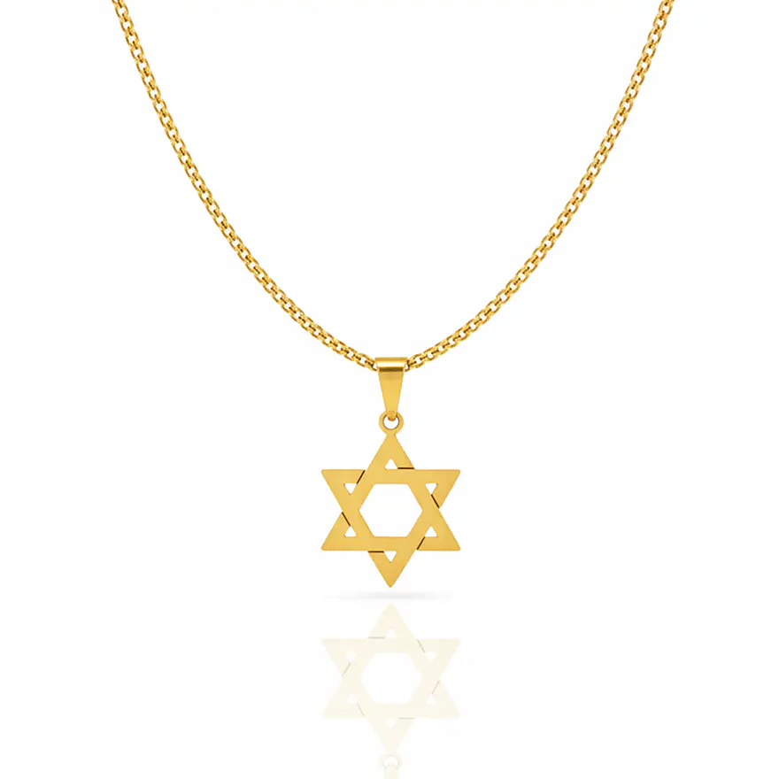 Colar Estrela de Davi Dourado Masculino 1