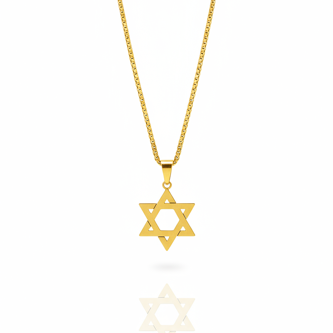 Colar Estrela de Davi Dourado Masculino 2