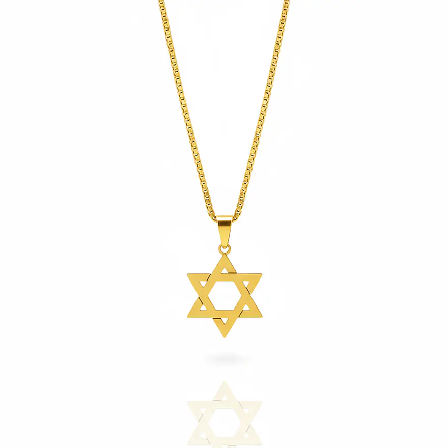 Colar Estrela de Davi Dourado Masculino 2