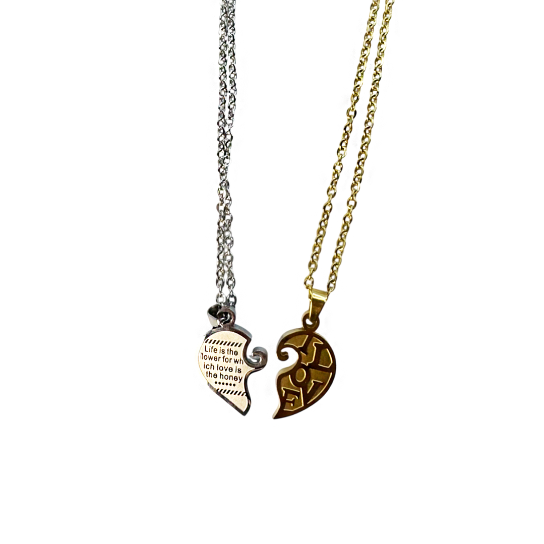 Colares Lovers Dourado & Grafite – Duo Coração 6