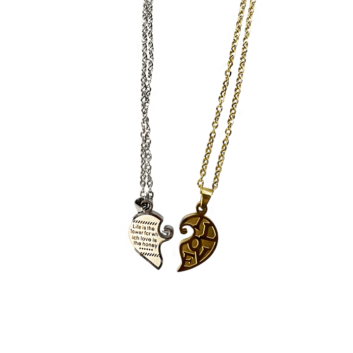 Colares Lovers Dourado & Grafite – Duo Coração 6