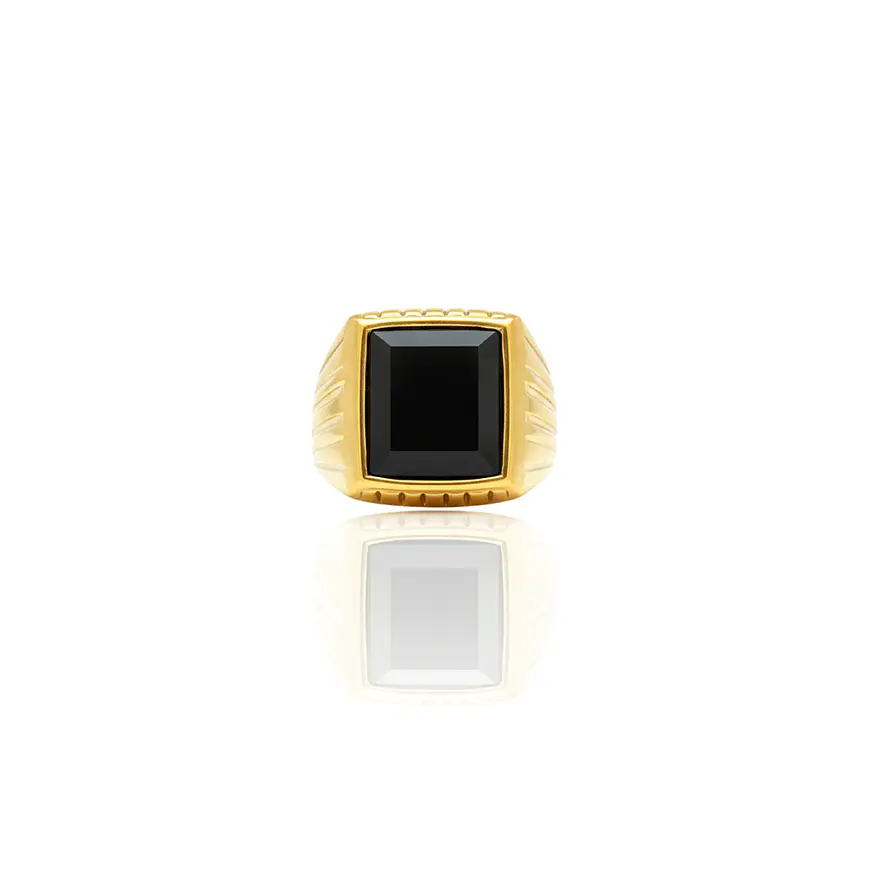 Anel Stone Dourado Masculino 2