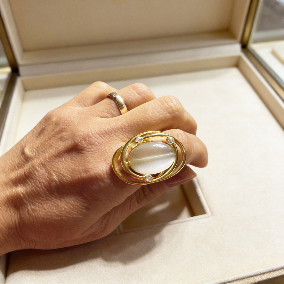 Anel Elipse Dourado 3