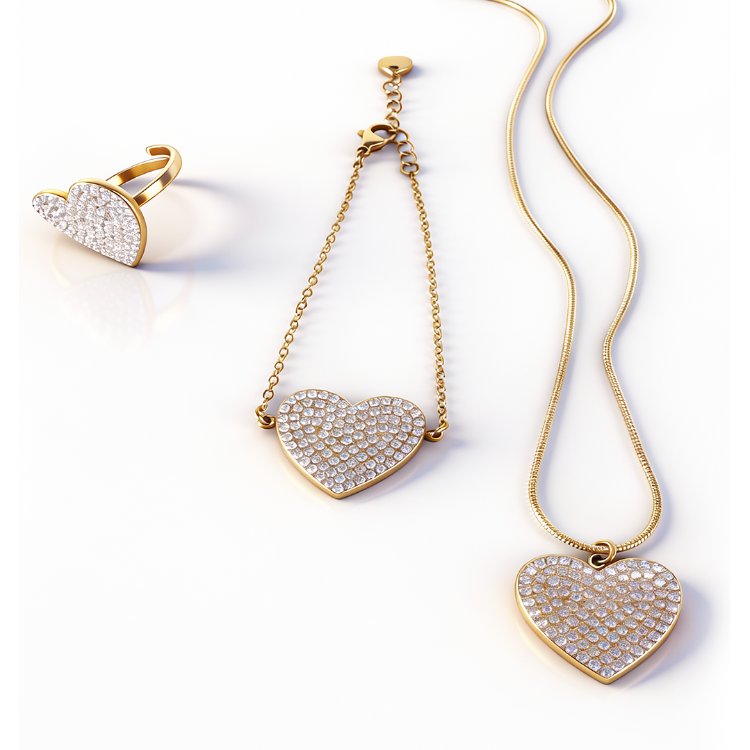 Amaline Zircónias Dourado - Conjunto 1