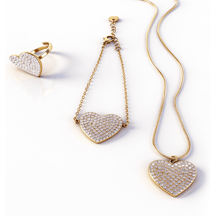 Amaline Zircónias Dourado - Conjunto 1