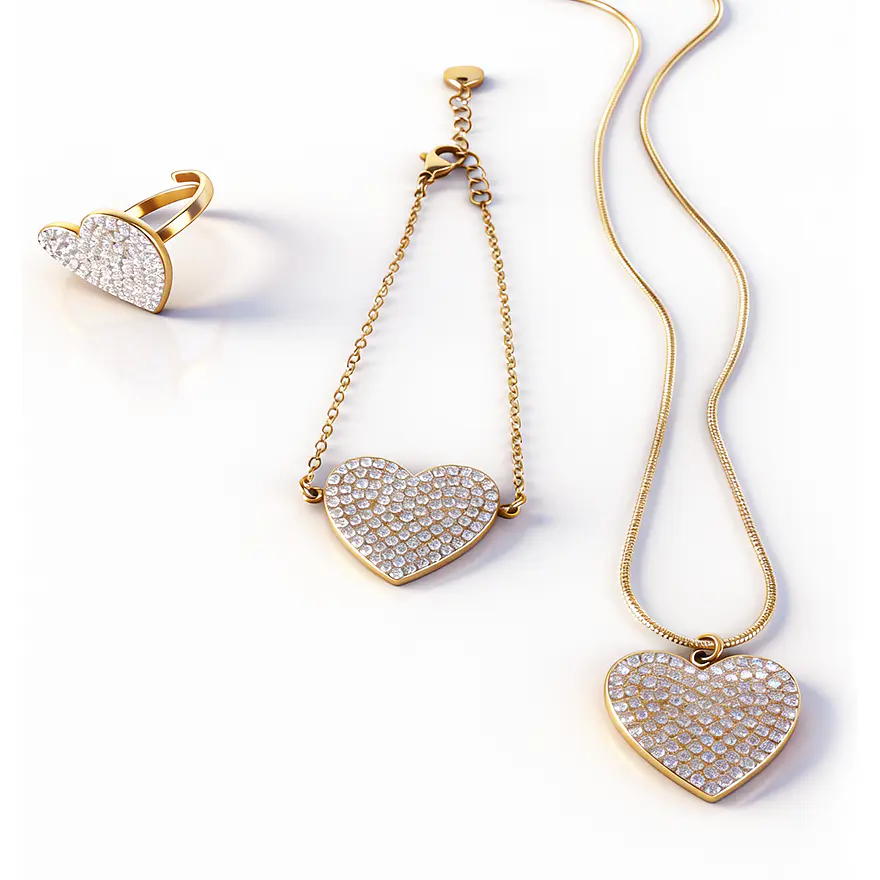 Amaline Zircónias Dourado - Conjunto 1