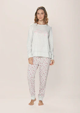 Pijama algodón largo - Rosado