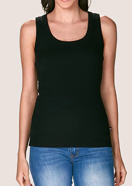 Camiseta algodón sin manga con sostén incorporado - Negro