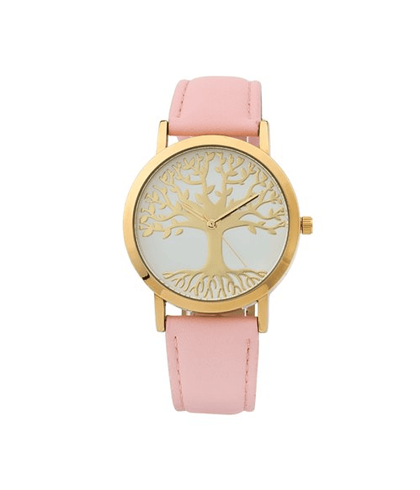 Reloj arbol de la vida rosa