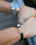 Pulsera cuero ancla hombre