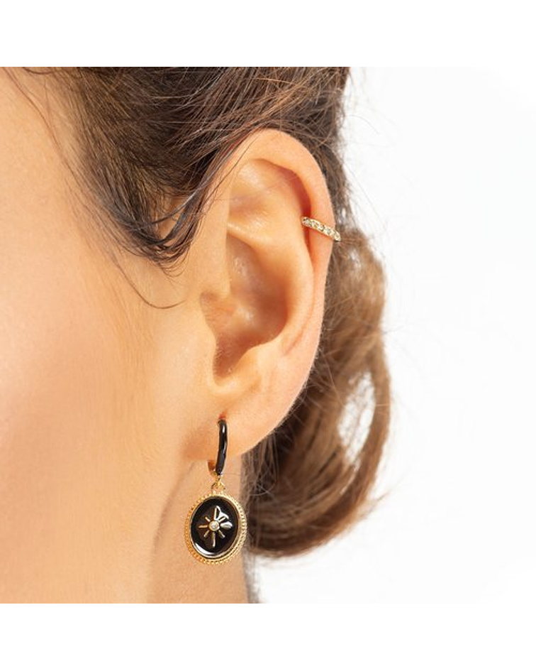 Pendiente Ear Cuff dorado y negro