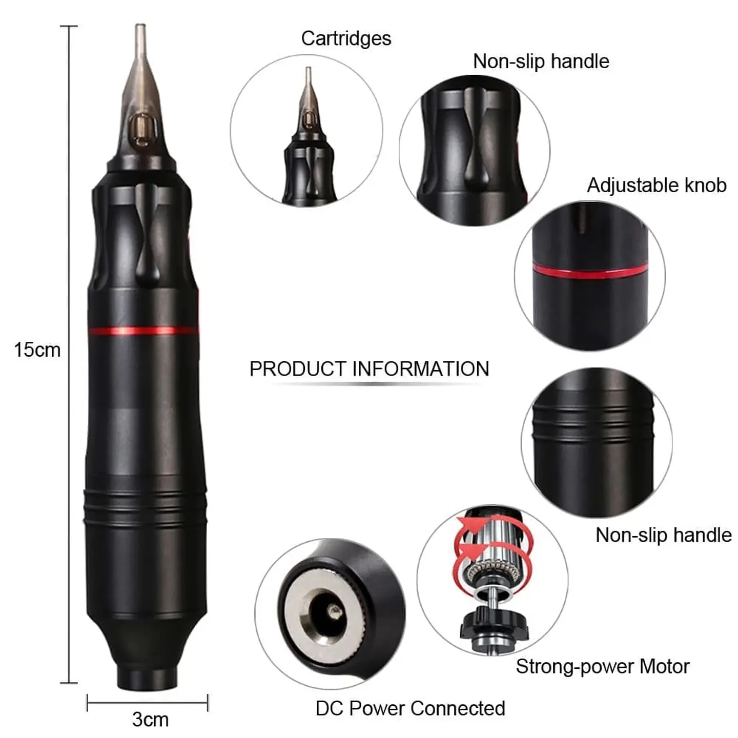 Equipo para CAMUFLAJE DE ESTRÍAS Y TATUAJES; Rotative Pen  4
