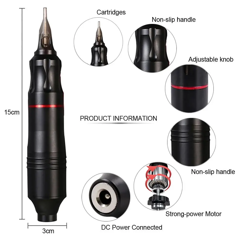Equipo para CAMUFLAJE DE ESTRÍAS Y TATUAJES; Rotative Pen  4