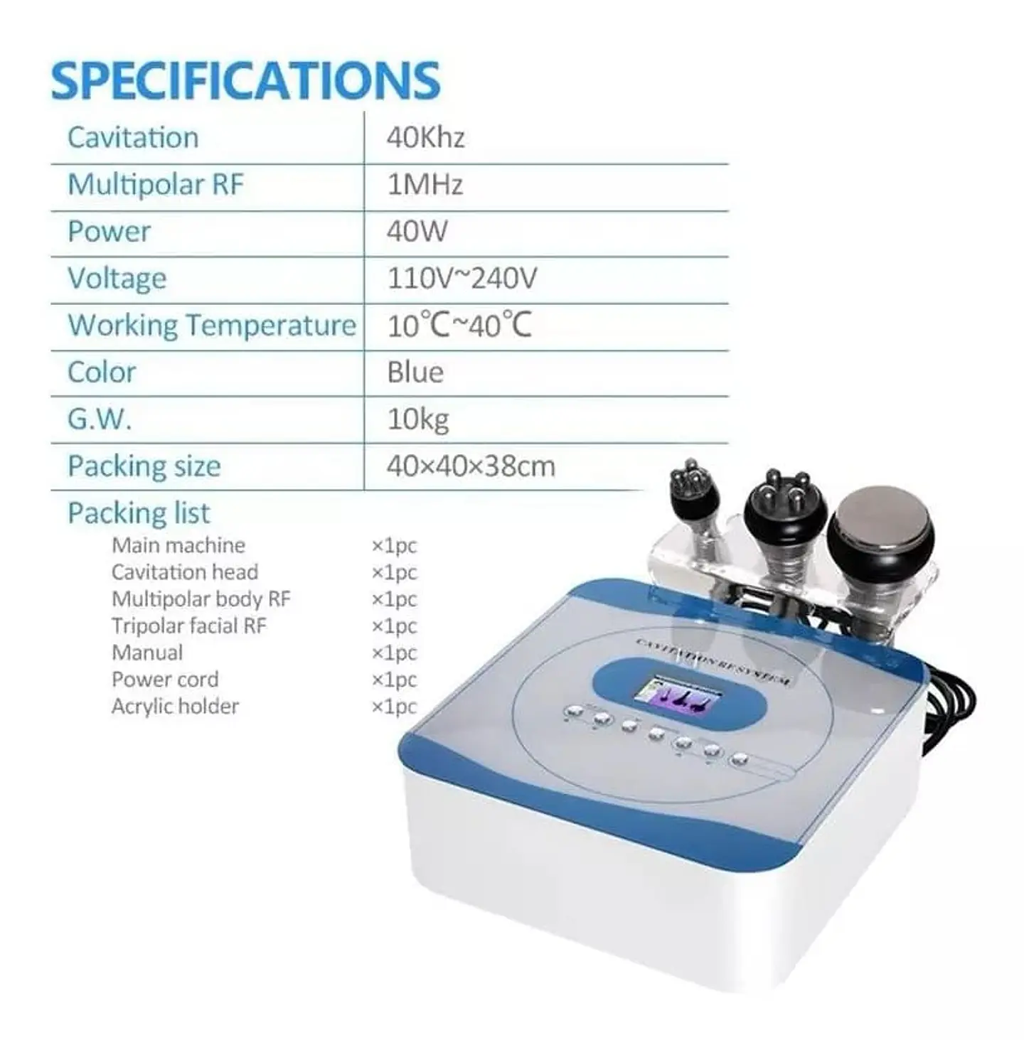 Cavitacion 40K + RF corporal + RF facial portatil 9