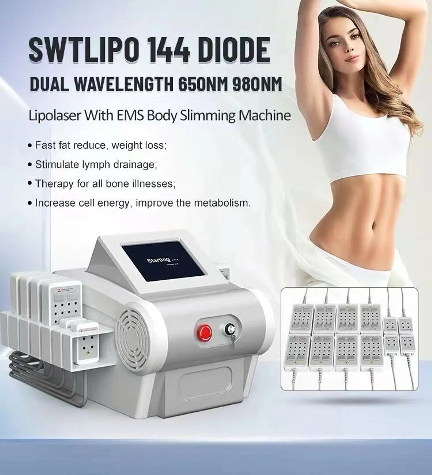 LIPOLASER EMS (650nm y 980nm) 432 DIODOS 8