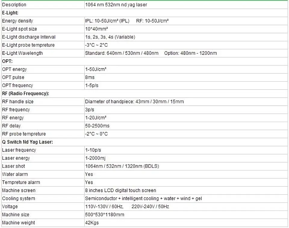 Equipo MULTIFUNCIONAL  OPT SHR - ELIGHT - RF - ND YAG 9