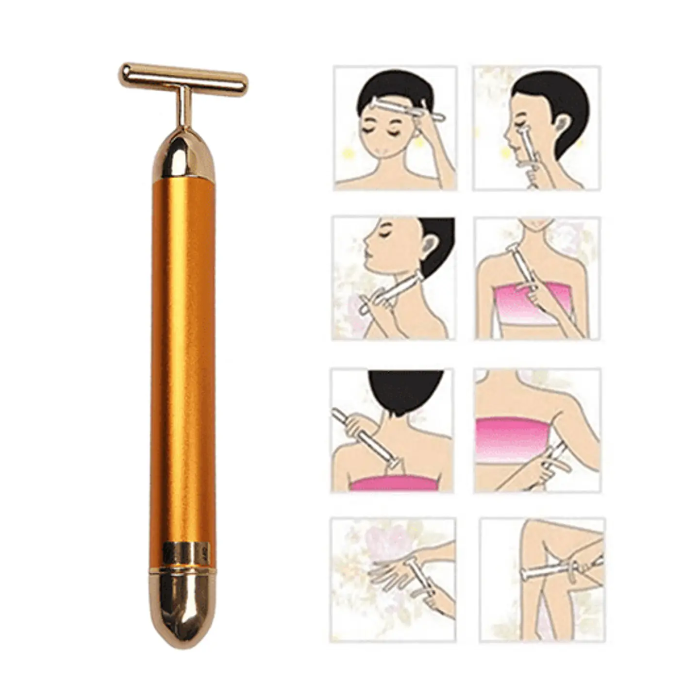 Barra Masaje Facial Vibrata Oro 24K 3