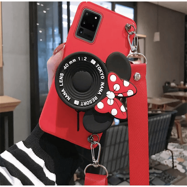 Carcasa Minnie cámara roja + Monedero + Lanyard