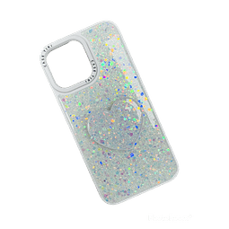 Carcasa Tiki Brillante Blanca + Popsocket corazón iPhone 14 Pro Max