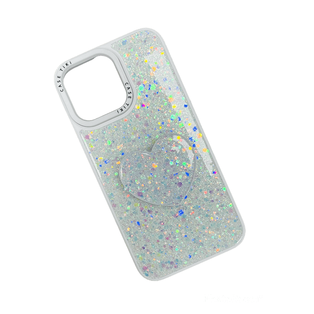 Carcasa Tiki Brillante Blanca + Popsocket corazón iPhone 14 Pro Max