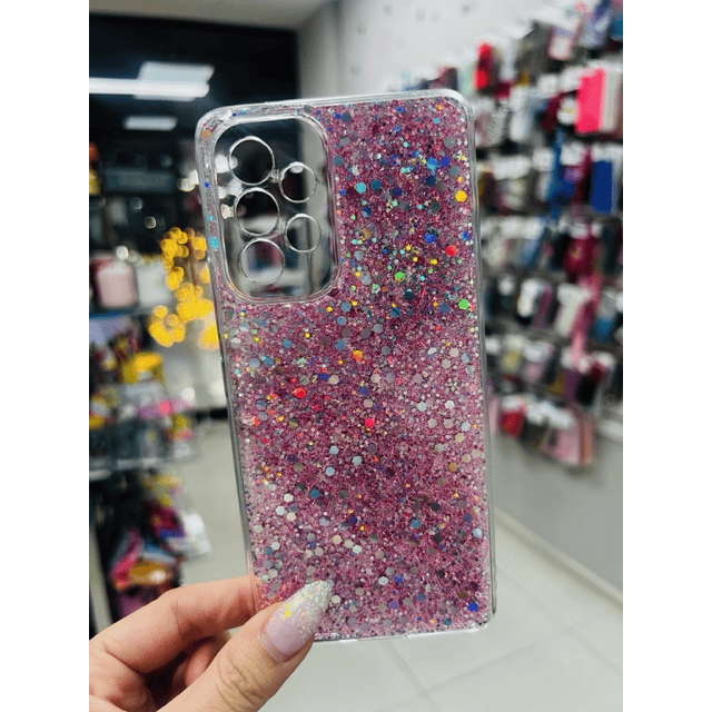 Carcasa glitter rosada