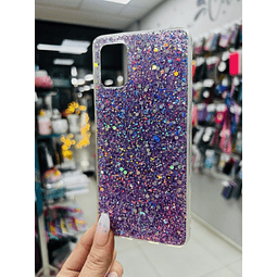 Carcasa Glitter lila Samsung A51