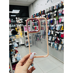 Carcasa transparente borde rosa iPhone 15 Pro 