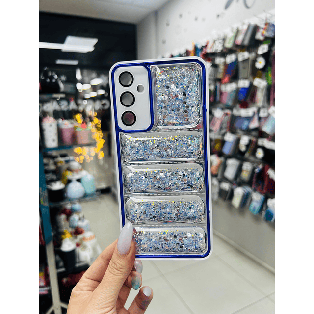 Carcasa Puffer brillos azul Samsung A05s