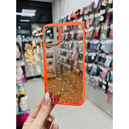 Carcasa brillo estrella con cámara de metal naranja iPhone 11