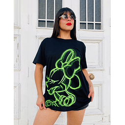 Polera Minnie neón (amarilla) negra